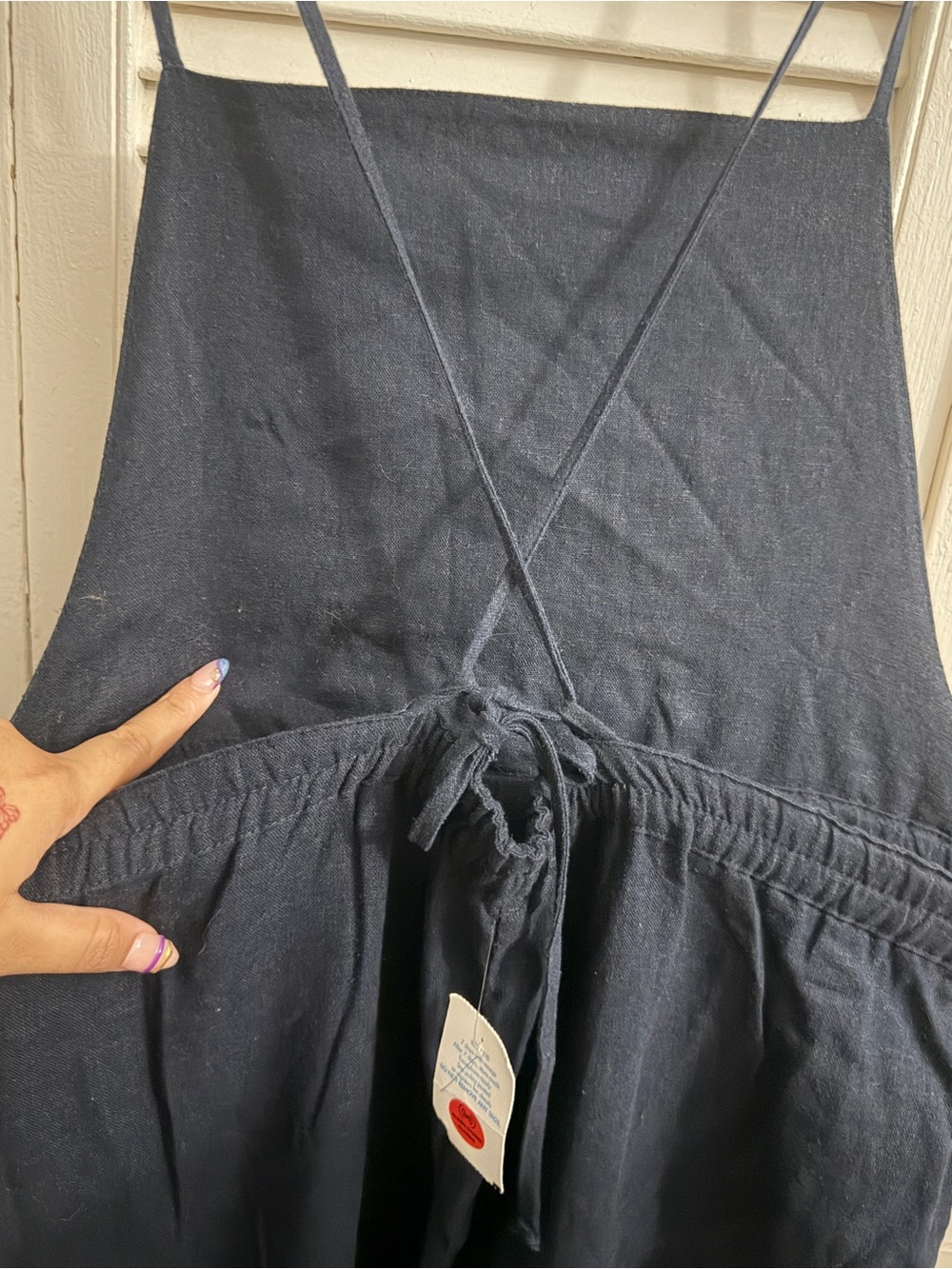 Timing Navy Drawstring Wide-Leg Jumpsuit - Picture 4 of 4